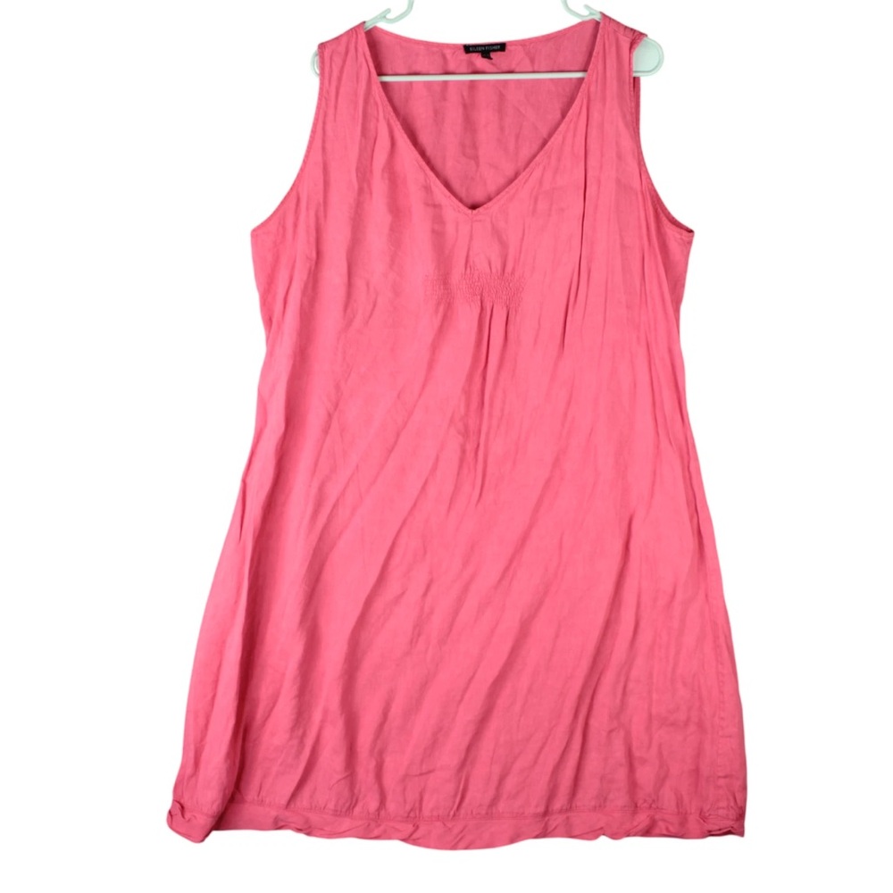 Eileen Fisher Women Dress Linen Blend Coral Pink Sz large Sleeveless Lightweight